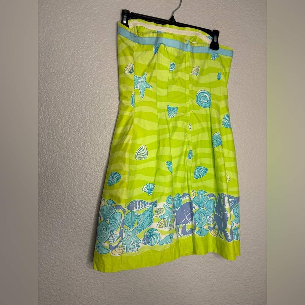Lilly Pulitzer Low Tide Green Strapless dress y2k white label beach tropical - Picture 3 of 11